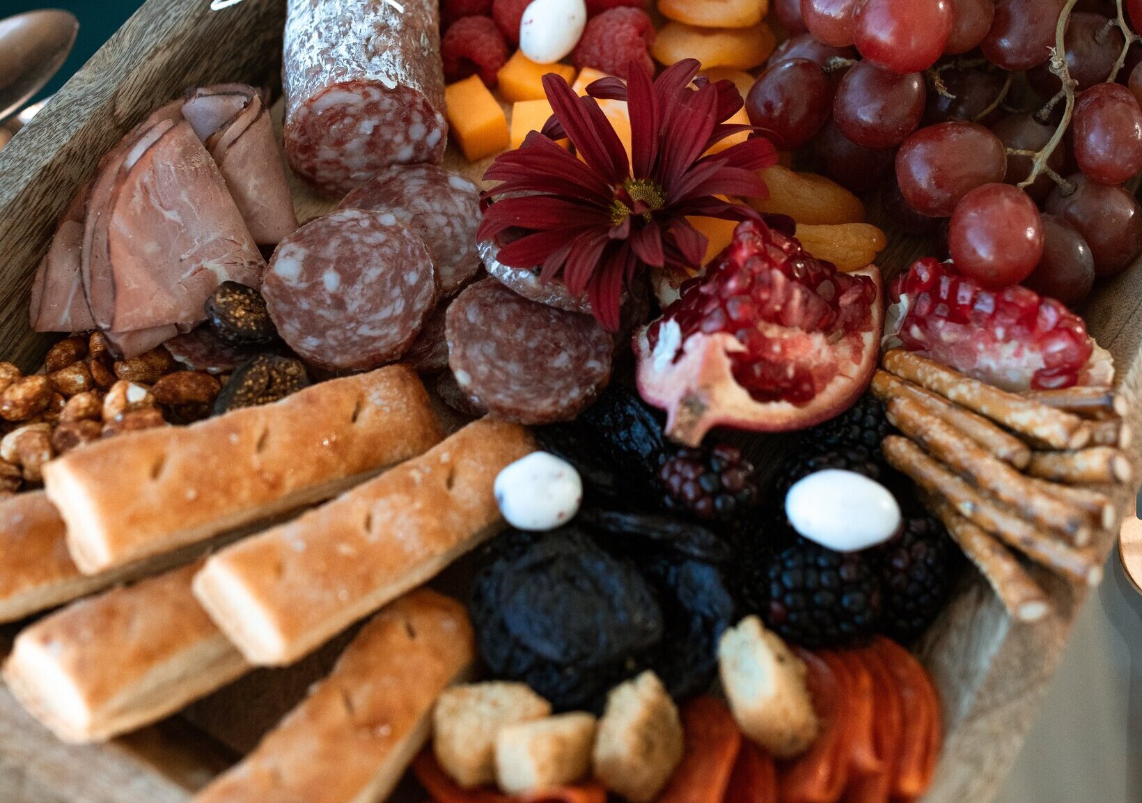 plate of meat and fruit